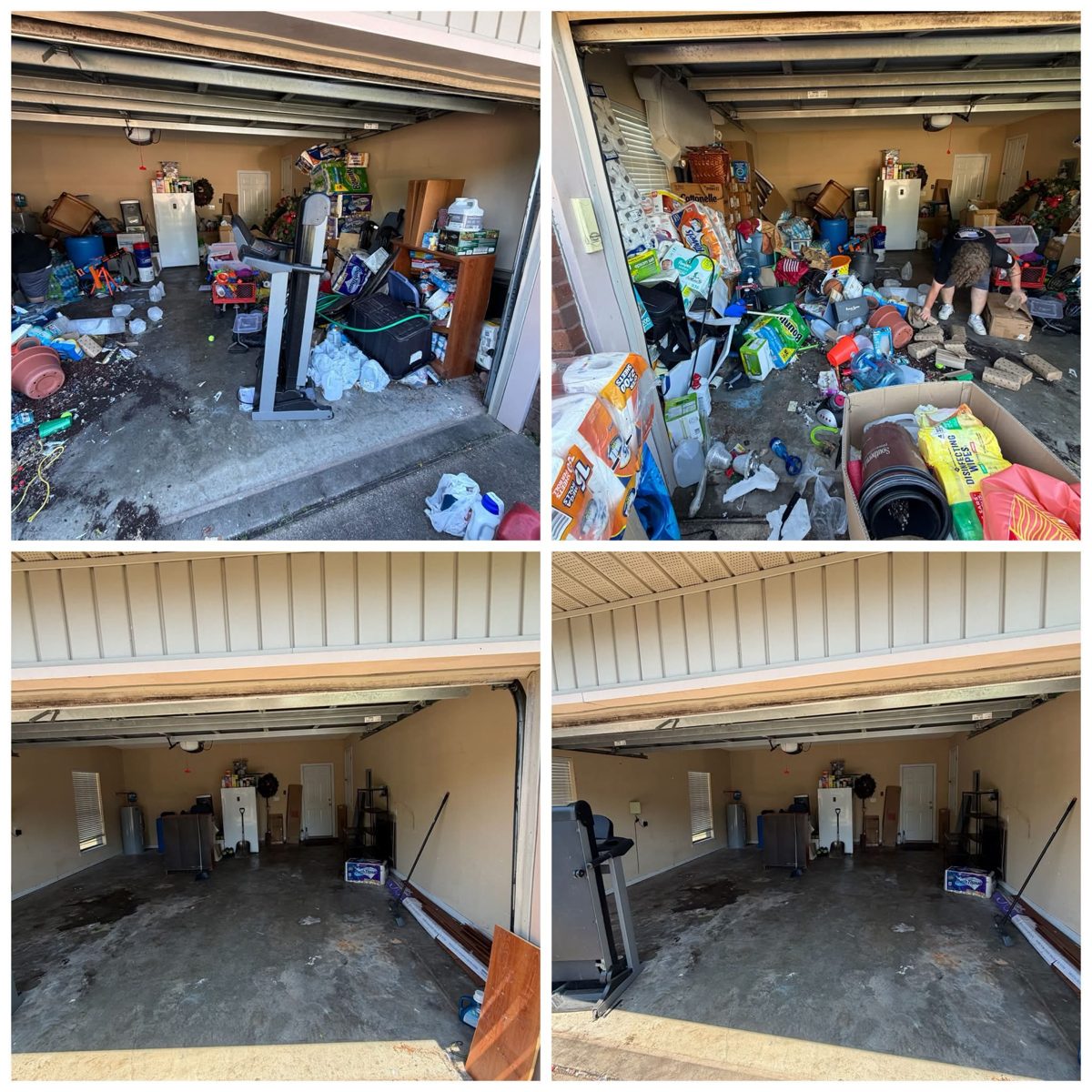 Garage cleanout in Foley, AL, before and after