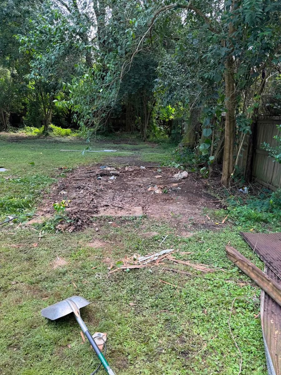 Old shed after demolition in Mobile, AL